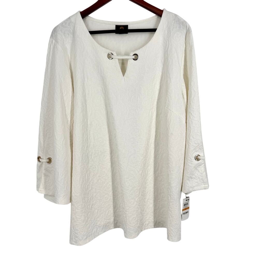 NEW NWT JM Collection Plus Size 3X Cream White Formal Blouse Shirt Top Wedding